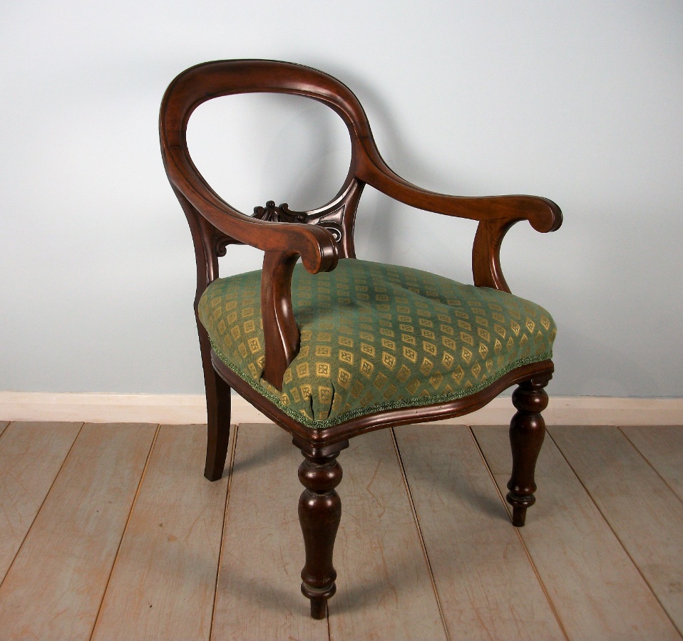 	19th Century Mahogany Balloon Back Desk Chair